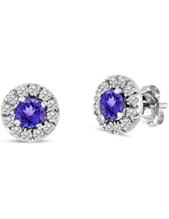 0.83cttw Diamond and Tanzanite Earring set in 14k