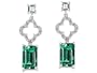 7.50 cttw 925 Sterling Silver 14K White Gold Plated Created Emerald Cut Emerald Earrings