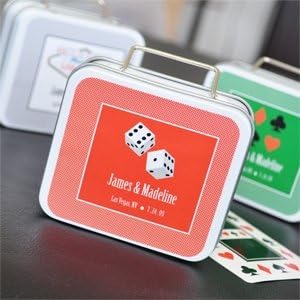 A Lucky Pair Personalized Vegas Suitcase Tins - Baby Shower Gifts &amp; Wedding Favors (Set of 72)