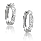 14k White Gold Princess-cut Diamond Hoop Earrings (1 cttw, H-I, I1-I2)