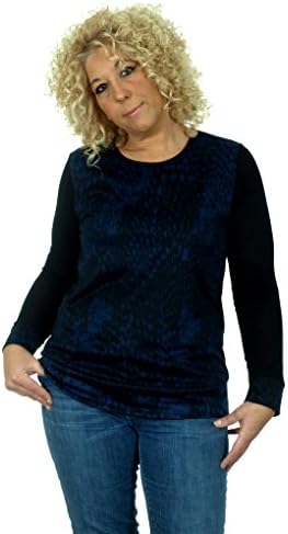 Women's Plus Size Fashion Top with Sheer Long Sleeves (3X, Dark Blue)