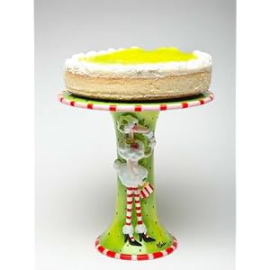 White Poodle Dog Ceramic Cake Stand Plate or Vase Ruby By Babs