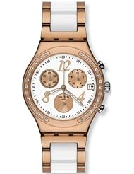Swatch Irony Dreamwhite Rose Chronograph Rose Gold-Tone Steel Ladies Watch YCG406G