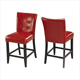 Modus Bossa Counter Height Parsons Stool in Red Leatherette (Set of 2)