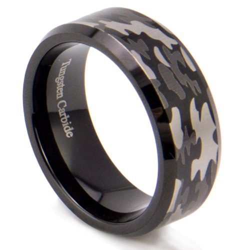 King Will 8mm Tungsten Carbide Hunting Camouflage Wedding Band Camo Engagement Ring Size7-14