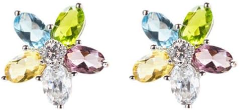 Cubic Zirconia Multi Colored Flower Earrings Crafted Out of .925 Sterling Silver