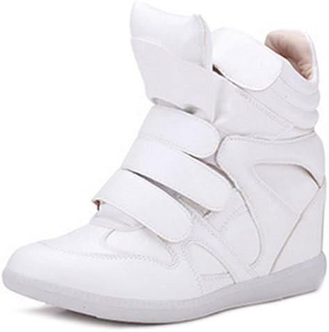 Amanda Gril Women's White Platform Lace Up Suede Hidden Wedge Sneakers 10 M US