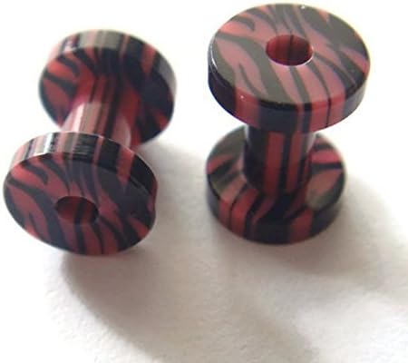 6g 6 Gauge 4mm Zabra Acrylic Lobe Screw Flesh Tunnels Ear Plugs Rings Earlets Tunnel Body Piercing
