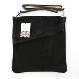 Owen Barry Handcrafted Suede Large Z Top Sac Cross Body Bag Chocolate Brown