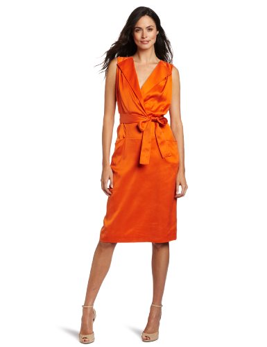 Anne Klein Collection Womenâs Sleeveless Dress, Orange, 4 Anne Klein Collection Womenâs Sleeveless Dress, Orange, 4