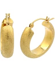 10k Yellow Gold 6mm Matte Polish Hoop Earrings