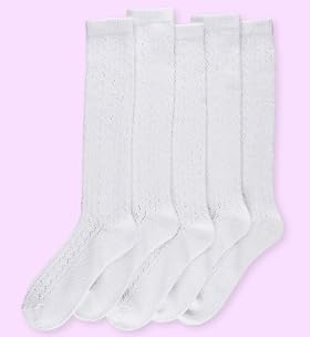 5 Pairs of Older Girls' Cotton Rich Pelerine School Socks