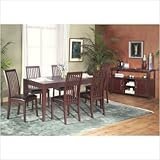 7 Piece Dinette Table Set with Leaf in Medium Cherry