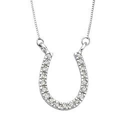14K White Gold 1/4 ct. Diamond "Horse Shoe" Pendant with Chain