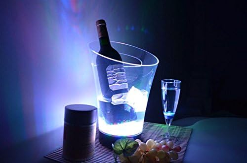 AosKe LED Champagne Waterproof Ice Bucket Acrylic Lighted Color Changing Remote Controlled Ice Bucke for Wedding Receptions, Parties, Bars & Nightclubs