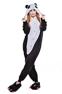 Newcosplay Adult Onesie Halloween Costumes Party Dress S M L Xl (Medium (fit for 163cm-172cm), Red eye panda)