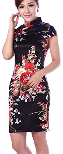 Blingland Flower Dress Cheongsam Embroidery Qipao Dress for Women