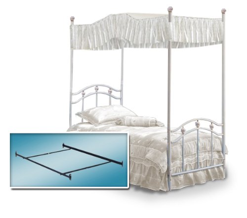 White Twin Princess Bed Frame & Canopy With Fantasy Eyelet White Canopy Fabric Set