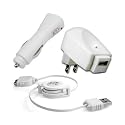 USB Travel Kit with Car Charger, Travel Adapter & Cable for Apple iPod