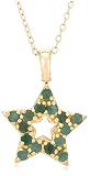 Yellow Gold Overlay Sterling Silver Emerald  & Diamond Accent Star Pendant, 18