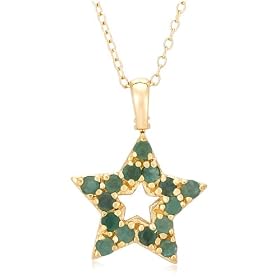 Buy Yellow Gold Overlay Sterling Silver Emerald and Diamond Accent Star Pendant, 18 by Amazon.com Collection