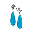 14K White Gold Turquoise and Diamond Butterfly Earrings