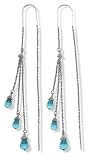 Dangle Blue Topaz Colored CZ Threaders