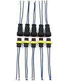 CrazyEve 5 Sets 2 Pin Car Waterproof Electrical Connector Plug with Wire Electrical Cable Connector Plug