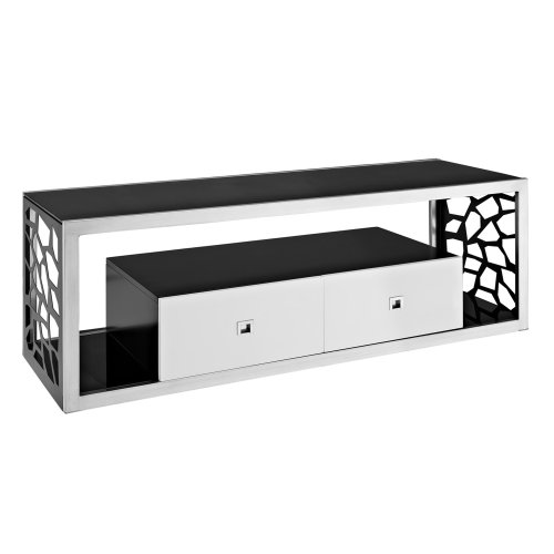 Compare Prices WE Furniture Black Glass Modern Mosaic TV Stand 60 Inch