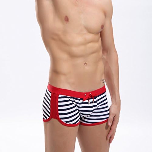ByCang Men's Strips Sports Swimming Underwear Lace-up Trunks (Aussiebum Size M)