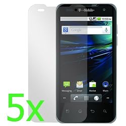 GTMax Clear LCD Screen Protector Film Guard - 5 Pack for T-Mobile LG G2x / Optimus 2x P999