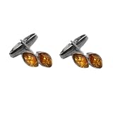 Baltic Honey Amber and Sterling Silver Simple Double Strike Cufflings