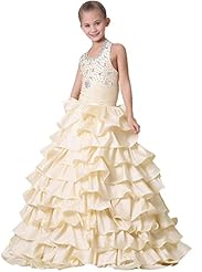 Girls Floor Length   Lace Corset   Waistline Satin Halter Pageant Dress/Party Dress  With Rhinestones and Ruffles