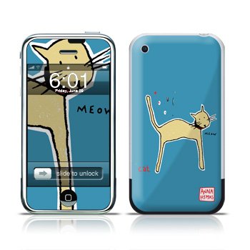 Cat Design Protective Skin Decal Sticker for Apple iPhone (2G)