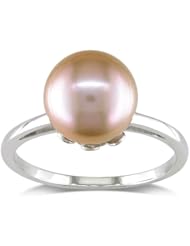14k White Gold 10-10.5mm Pink Freshwater Cultured Pearl Solitaire Ring, Size 9