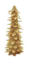 Set of 2 Glittered & Iced Gold Christmas Table Top Trees 20"