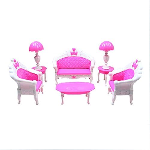 Showutheworld Fashion Mini Dollhouse Furniture Living Room Set Table and Chair for Barbies Doll Bedroom Furniture Dollhouse Accessories
