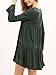 ROMWE Women's Bohemian Long Sleeve Loose Casual Dress Tunic Top Green L