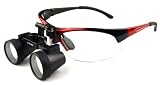 Dental Surgical Medical Binocular Loupes — 2.5x Power with 420mm Working Distance — Flip Up Red Sports Frame