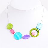 Sweet Pastel Mother of Pearl Shell Wire Necklace 16''-19''