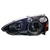 2002-2004 Acura RSX Projector Headlights Halo Black Clear with LED Amber 