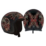 Low prices Hot Leathers Vintage Pinstripe Open Face Motorcycle Helmet X-Large Matte Black/Red # open face motorcycle helmets