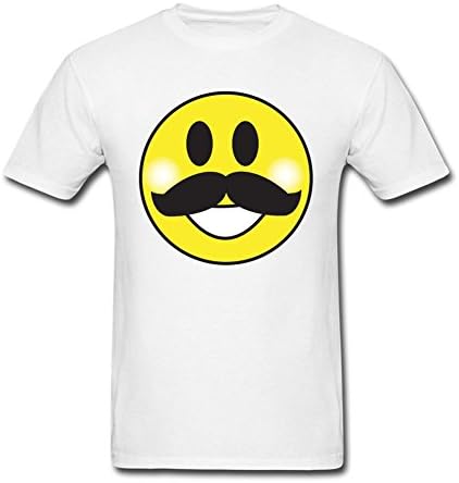 XKDGKSX Mens Designed Cotton Crew Neck Smile Face with Big Beard T Shirts White XXXL