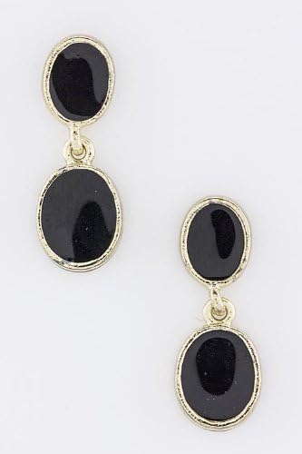 CONTEMPO COUTURE DOUBLE ROUND LACQUERED EARRINGS (Black)