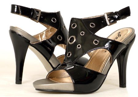 STRAPPY Grommets Black sandal Designer Womens Shoes