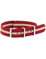 16mm Nato Band Strap [ Red Beige ] for mid size Timex Weekender