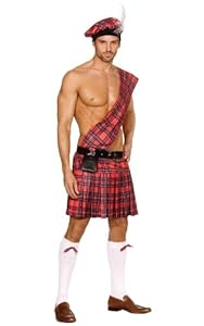 Dreamgirl Mens Hot Scottie Scottish Highlander Kilt Costume, Red, Medium
