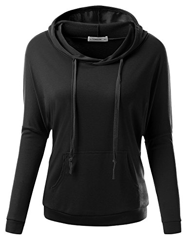 J.TOMSON Women's Basic Long Sleeve Pullover Hoodie with Kangaroo Pockets