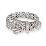 Eve's Addiction Miranda's Brilliant Cut CZ Silver Belt Buckle Bracelet