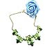 DDU(TM) Acrylic Flower Pendant Chain Gold Plated Women's Choker Necklace(Green)